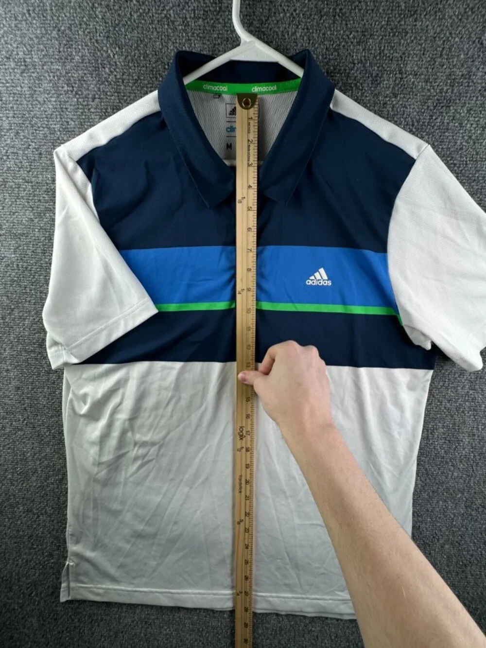 Adidas Climacool Men Polo Shirt Size Medium Casual Short Sleeve Blue White